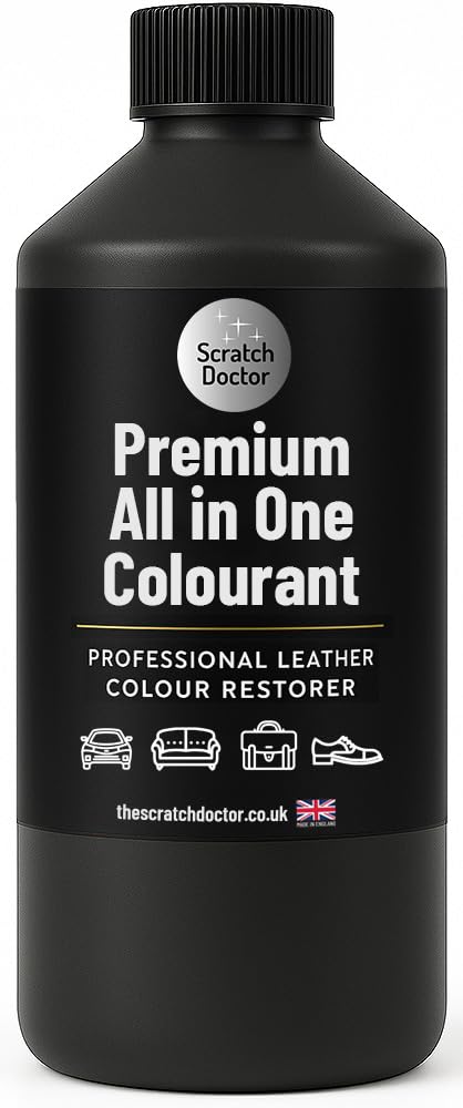 Scratch Doctor All in One Leather Colourant Self Seal Leather Dye Repair Paint for Furniture, Sofas, Car Seats (Black, 1 Litre)