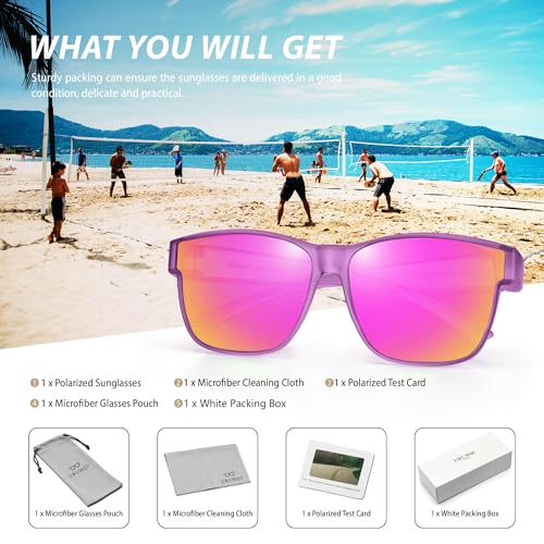 Image of URUMQI Polarized Sunglasses Fit Over Glasses for Men Women, Oversized Square Sun Glasses UV400 Protection