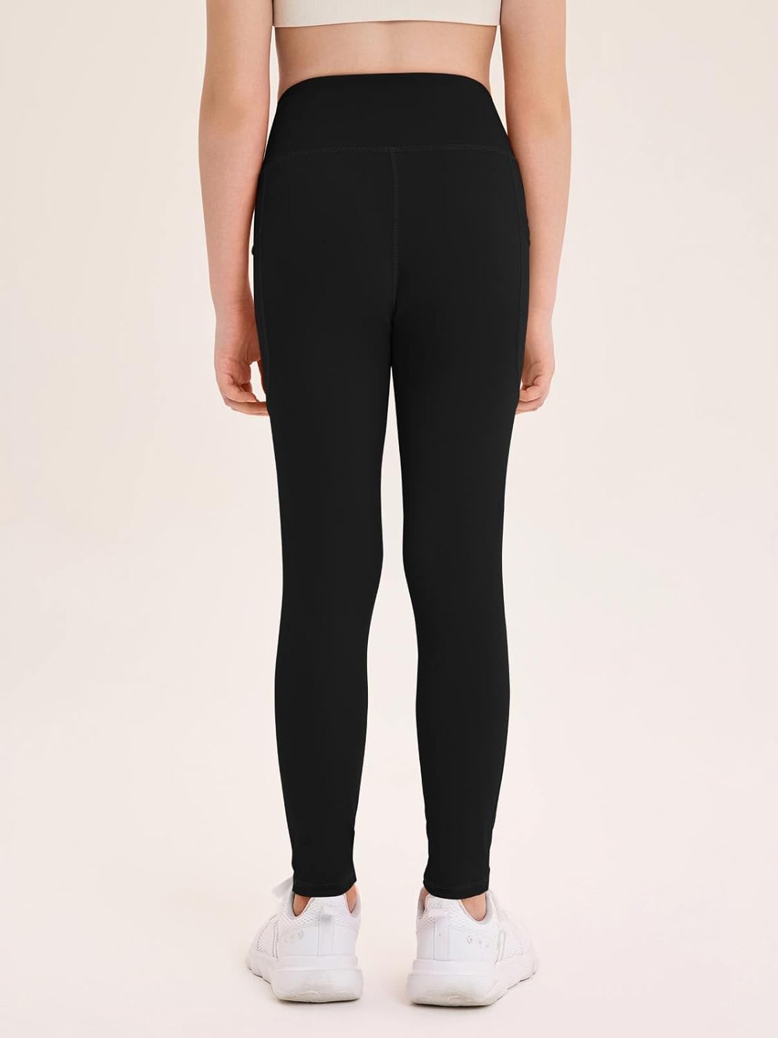 Haloumoning Girls Athletic Leggings Kids Workout High Waisted Stretchy Running Yoga Pants with Pockets 5-14 Years - Image 5