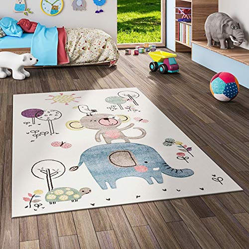 Maui Kids - Alfombra infantil - Animales color crema en 5 tamaños