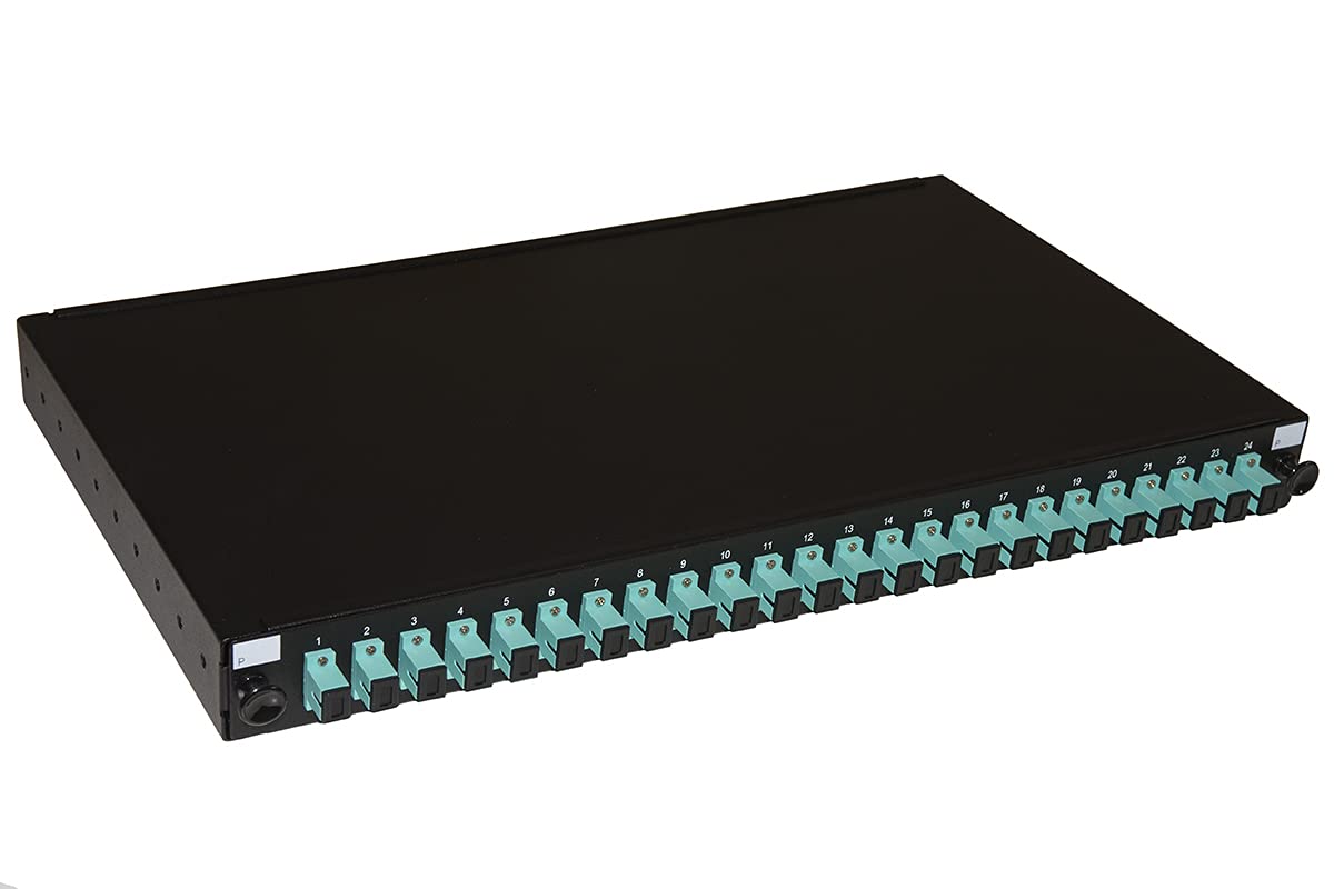 LINK LK24SC3P Panneau de Fibre Optique 19" avec 24 adaptateurs SC SIMPLEX OM3 Profondeur 250 mm avec Pigtail installés, Couleur Noire