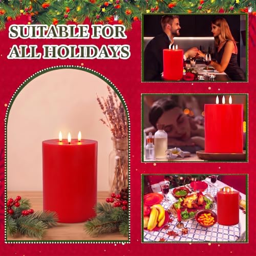 Image of Retisee 2 Pack Red Extra Large Flameless Candles 6'' x 8'', Classic