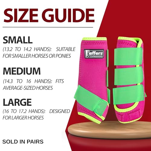 image for Jeffers Expression Neon Protective Horse Boots,1 Pair, Pink & Lime - S