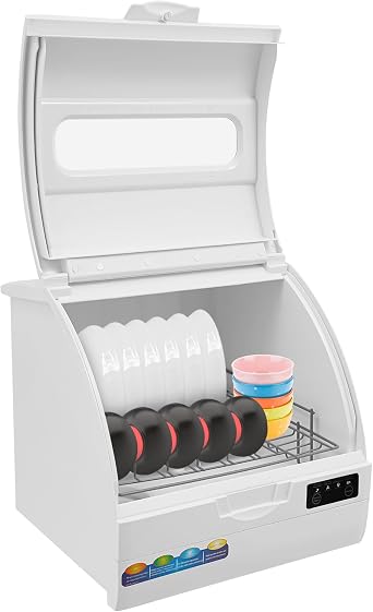 Countertop Dishwasher, Portable Automatic Dishwasher, 3 Washing Programs,Bottom Spray, ECO&Glass, 149-176F High-Temp Fruits & Vegetables Dish Washer Machines for Kitchen,Home,Dorm, RV& Apartment