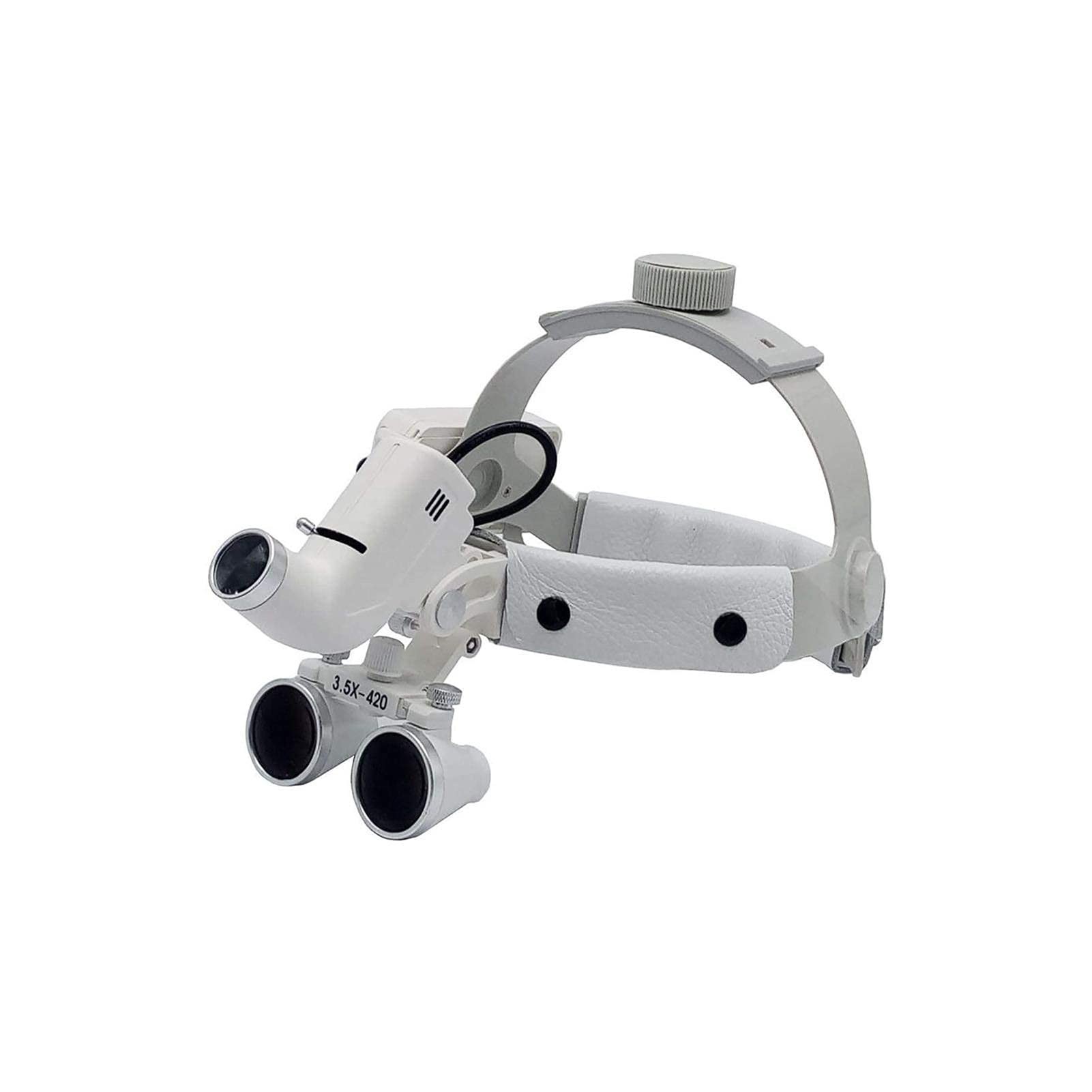 Kopfbandlupe, Beleuchtete Vergrößerungsbrille Mit Kopfhalterung, 3,5-Fache Vergrößerung – 420 Mm Optische Lupe, Kopfbandlupe Mit Led-Licht Und Akku Für Zahnärzte,