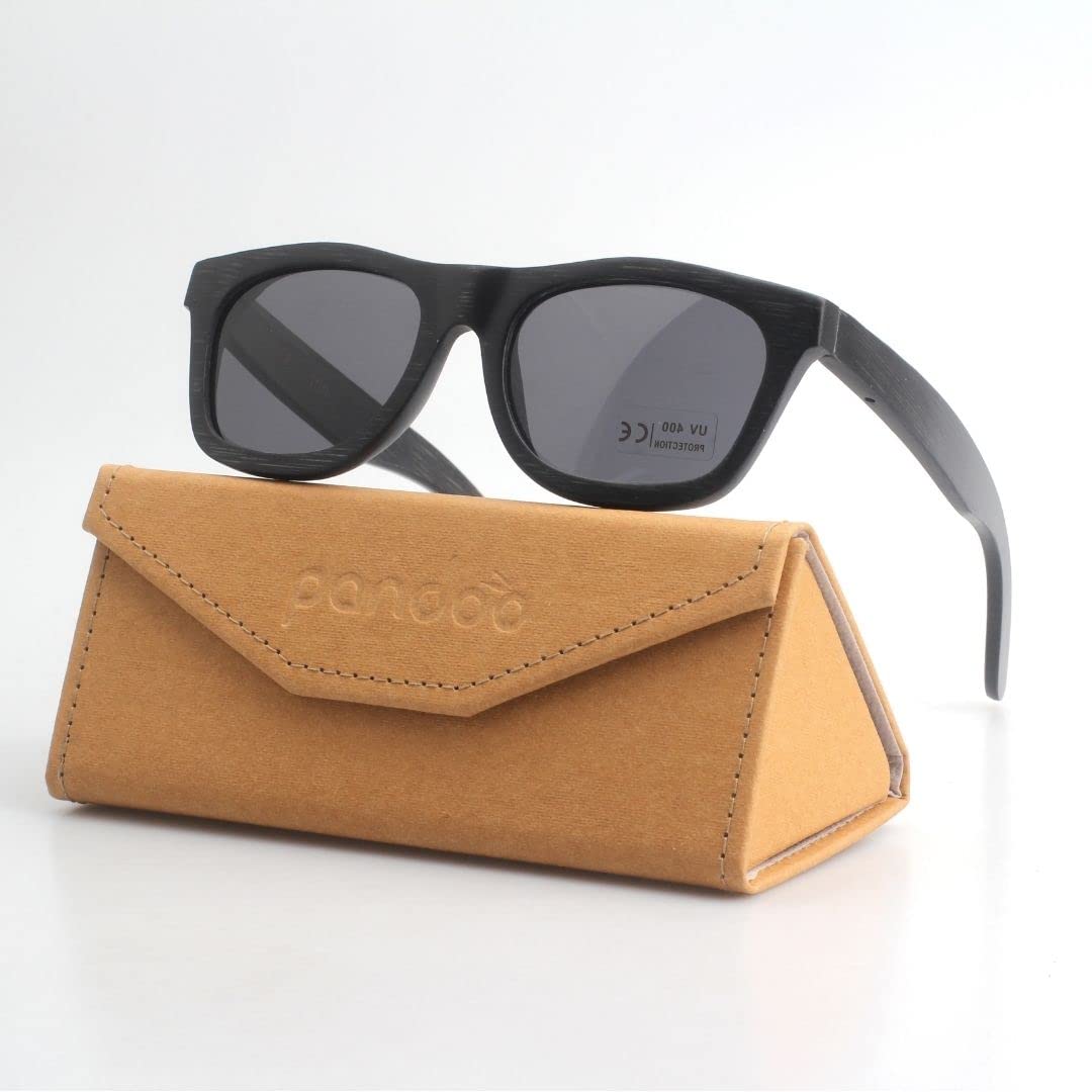 pandoo Bambus-Sonnenbrille mit Brillen-Etui | polarisiert & UV400 | verschiede Farben u verspiegelte Gläser, Damen, Herren, Unisex - Holz, UV-Schutz