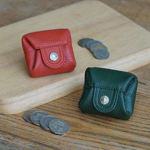 Image of Cockatoo Genuine Leather Coin Pouch Change Holder, Mini Snap Pocket Wallet for Men Women (Hills, Small)