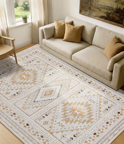 YIHOUSE 8'x10' Western Beige Area Rug for Living Room