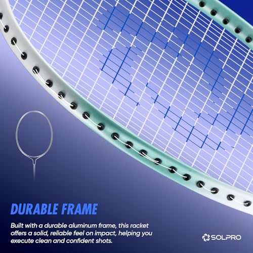 Image of SOLPRO Vanguard 8 Aluminium Badminton Racket for Beginners & Intermediate, Adult & Kids Shuttle Bat with Full Cover Bag, Lightweight Racket with Durable Frame for Practice & Match