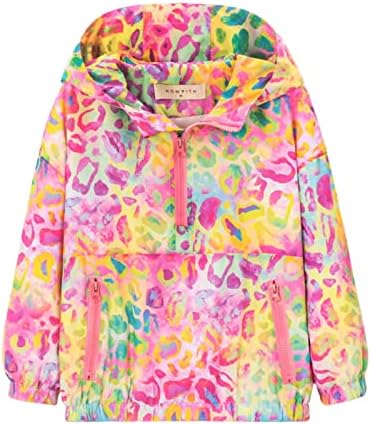 nowpith Girls Lightweight Quarter-zip Jacket Wind- and Water-Resistant hooded Pullover Jacket for Toddler & Kids,6-7Y
