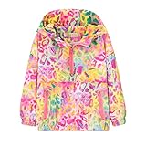 nowpith Girls Lightweight Quarter-zip Jacket Wind- and Water-Resistant hooded Pullover Jacket for To