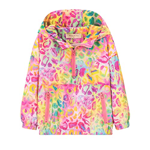 Nowpith Girls Lightweight Quarter-Zip Jacket Wind- And Water-Resistant Hooded Pullover Jacket For Toddler & Kids,6-7Y #TOP1