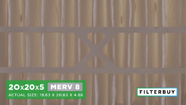 Image of Filterbuy 20x20x5 Air Filter MERV 8 Essential Dust & Allergy Defense (2-Pack), Electrostatic Pleated HVAC AC Furnace Filters for Trion Air Bear 255649-103 & More (Actual Size: 19.63 x 20.63 x 4.88)