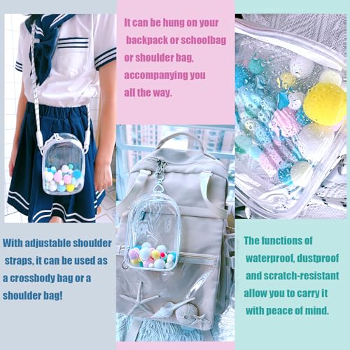 Image of Clear Doll Case with Keychain and Adjustable Strap, Waterproof Crossbody Bag for Blind Box Collectibles - Dustproof PVC Display Cover (Transparent, 5.9inch /15cm)