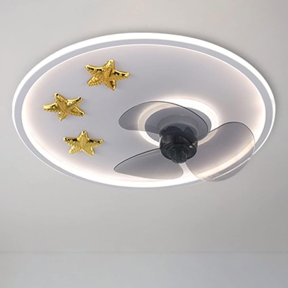 Ultra Thin Nordic Ceiling Fan Light Iron Art Fan Ceiling Light Modern Round Ceiling Fan Lamp Remote Control Ceiling-Mounted Fan Light for Decoration Bedroom Living Room Kids Room