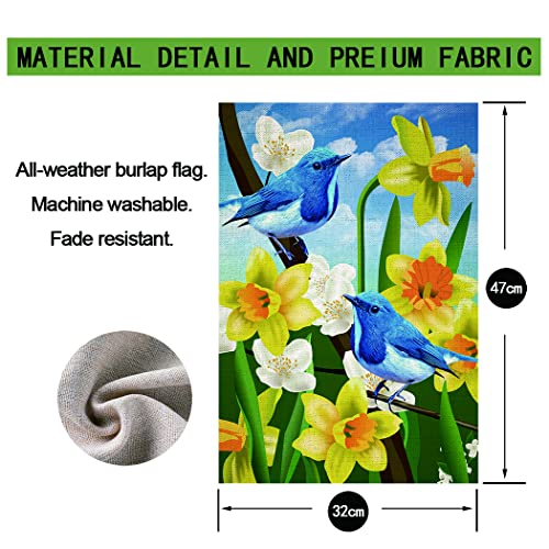Chengxun HYQ1901 Bluebirds And Daffodils Spring Garden Flag Floral Flag Double Sided 18X12.5 Inches Spring Outdoor Yard Decor thumb #4