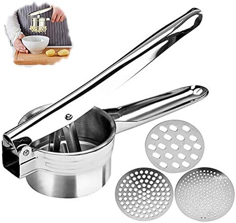 Professional Stainless Steel Potato Ricer, Potato Masher with 3 Ricing Discs for Coarse & Fine Ricing-Best Potato Press