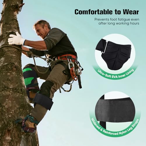 Hoyiyobi Baumkletterwerkzeug Baumkletterbaumspikes Tree Climbing Tree Spikes Verstellbare Wadenhöhe, Baumklettern Steigeisen Tragkraft 150 kg (330 lbs),Outdoor Picking Elektriker speziell