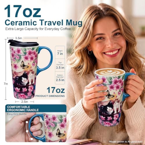 Mug de Cerámica para Viaje 17oz con Tapa y Asa miniatura 2