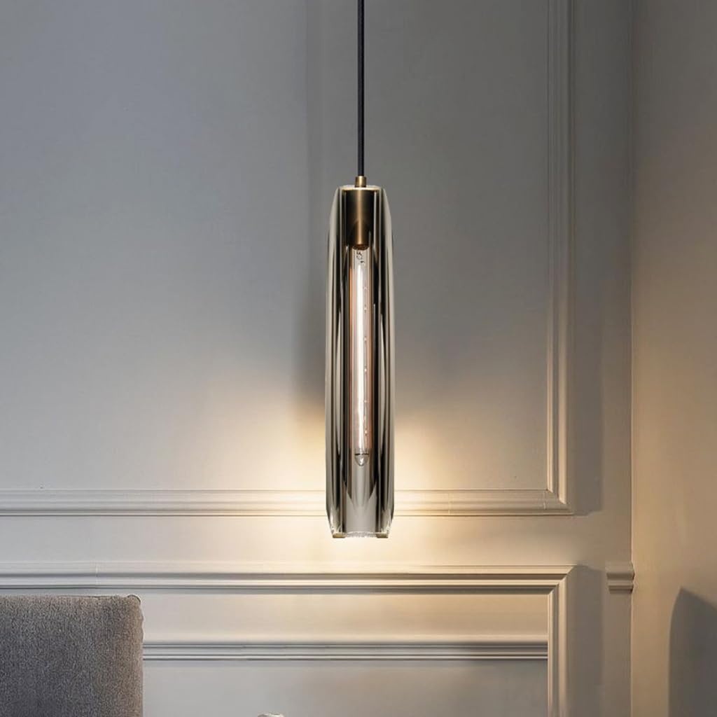 Lámpara Colgante de Cristal de Cobre, lámpara posmoderna de una Sola Cabeza, lámpara de Noche con suspensión Moderna, luz Colgante de Techo de Lujo para Dormitorio