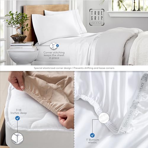 Color Sense 1200 Thread Count King Beige Sheet Set, Hotel Luxury Cotton Rich Ultra Soft Sateen Sheets, Easy Care Bed Sheet Set with Deep Pocket (1 Flat Sheet, 1 Fitted Sheet & 2 Pillowcases)