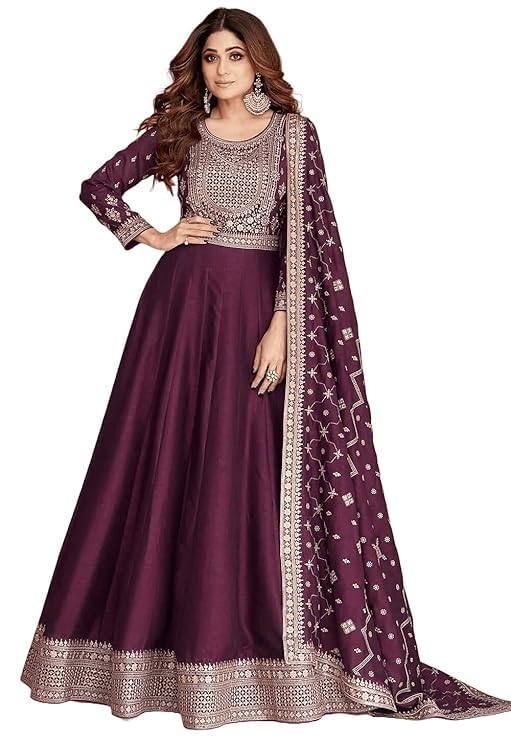 Gravity Anarkali Gown with duaptta Set for Women, Chinon Silk Fabric || Ethnic Gown for Women-picture-24