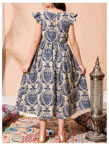 Floerns Girl's Summer Floral Midi Dress Ruffle Cap Sleeve Beach Vacation A Line Dresses3