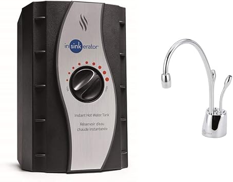 InSinkErator Instant Hot Water Tank - 2/3 Gallon Stainless Steel Tank, HWT-00, Black and F-HC1100C 719537 Contemporary Instant Hot & Cold Water Dispenser, One Size, Chrome