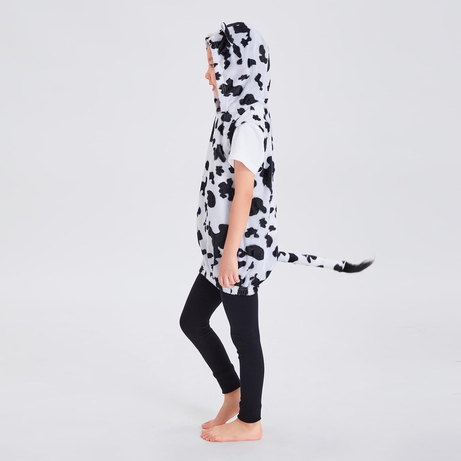 Cow Costume Kids Cute Animal Outfits Boys Girl Fleece Hooded Vest 3D Dairy Cattle Christmas Costume - Image 5