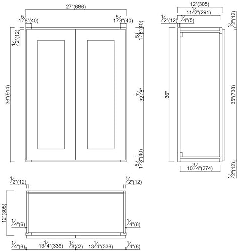 Miniatura 3 de Brookings Shaker - Armario de cocina de pared sin ensamblar W2736, 27 ancho x 12 profundidad x 36 alto, pintado blanco con Sherwin Williams®, madera