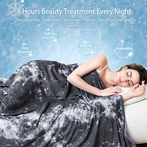 Elegear Cooling Blanket Tie Dye, Q-Max>0.5 Japanese Arc-Chill Cooling Fiber, Both Sides[Cooling/Cotton] For All-Season, Soft Breathable Blankets Keep Adults/Child/Baby Cool (Black, Twin/Full 59"X79") #TOP3