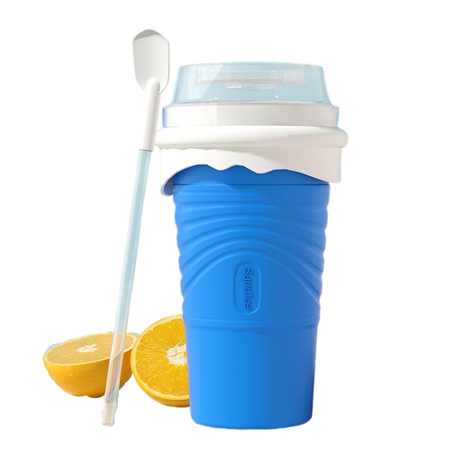 Slushie Maker Cup Frozen Magic Slushy Maker Squeeze Cup DIY Homemade Squeeze Ice Cup Double Layer Squeeze Slushy Maker Cup Portable Smoothie Cup Freeze Mug for Slushie Maker Milkshake Maker (Blue)