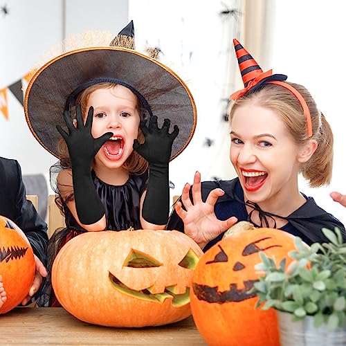 2 Pair Little Girls Long Princess Costume Glove, Creatiee White Dress Up Beading Bows Glove for Kids Party, Wedding, Birthday3