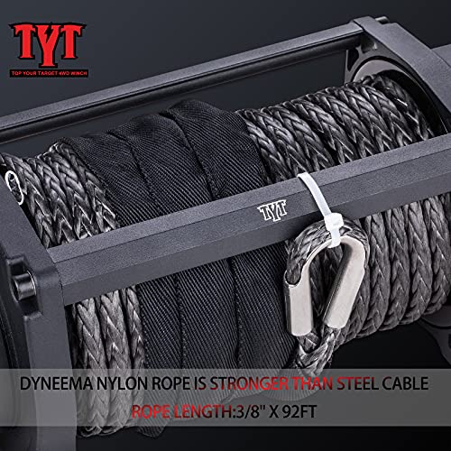 TYT T1 Series Winch 9500 lb. Load Capacity Electric Winch, 12V Winch with Synthetic Rope, Waterproof IP67 Truck Winch with Hawse Fairlead, with 2 Wireless Handheld Remote and Wired Handle Recovery - Image 5
