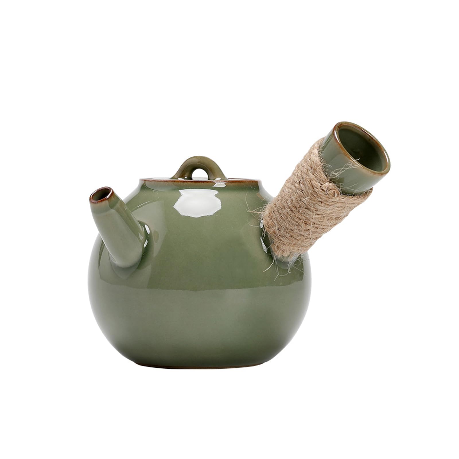 Pot en céramique à poignée latérale vernis vert pour vos rituels de thé apaisants