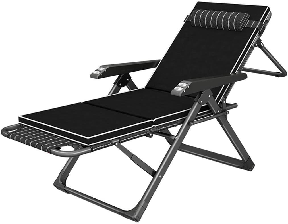 Renovation House Folding Sun Loungers Patio Lounge Chair for Adults | Reclining Office Chair with Footrest and Headrest | Outdoor Deck