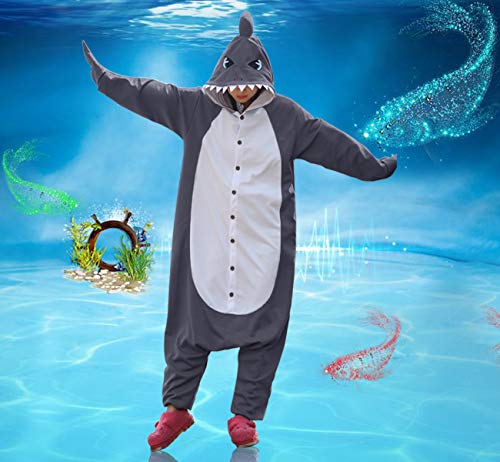 Wotogold Animal Cosplay Costume Gray Shark Unisex Adult Pajamas Gray,Large #TOP3