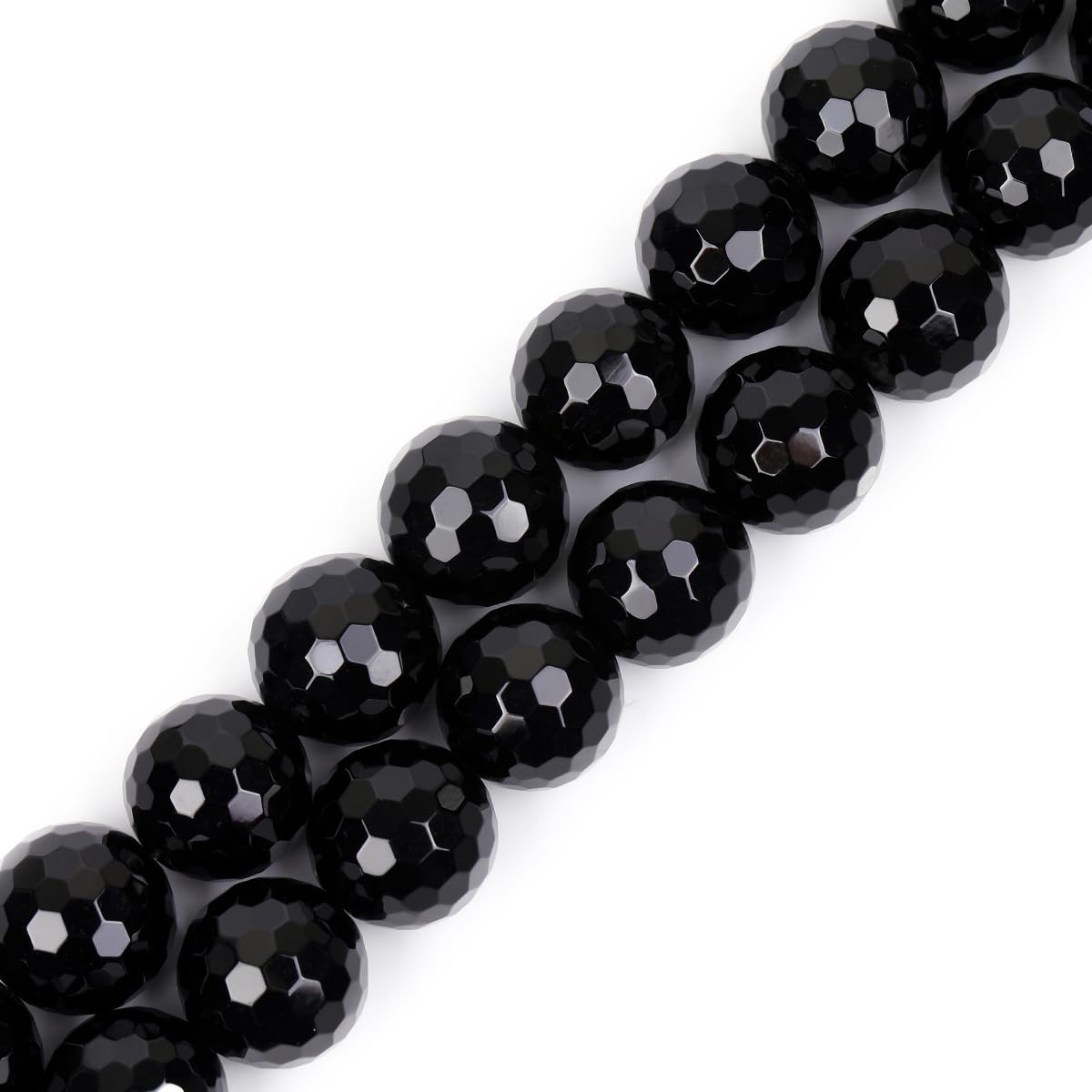 GEM-Inside Facted Black Agate Gemstone Loose Beads Round 20mm Crystal Energy Stone Power for Jewelry Making 15 Inches