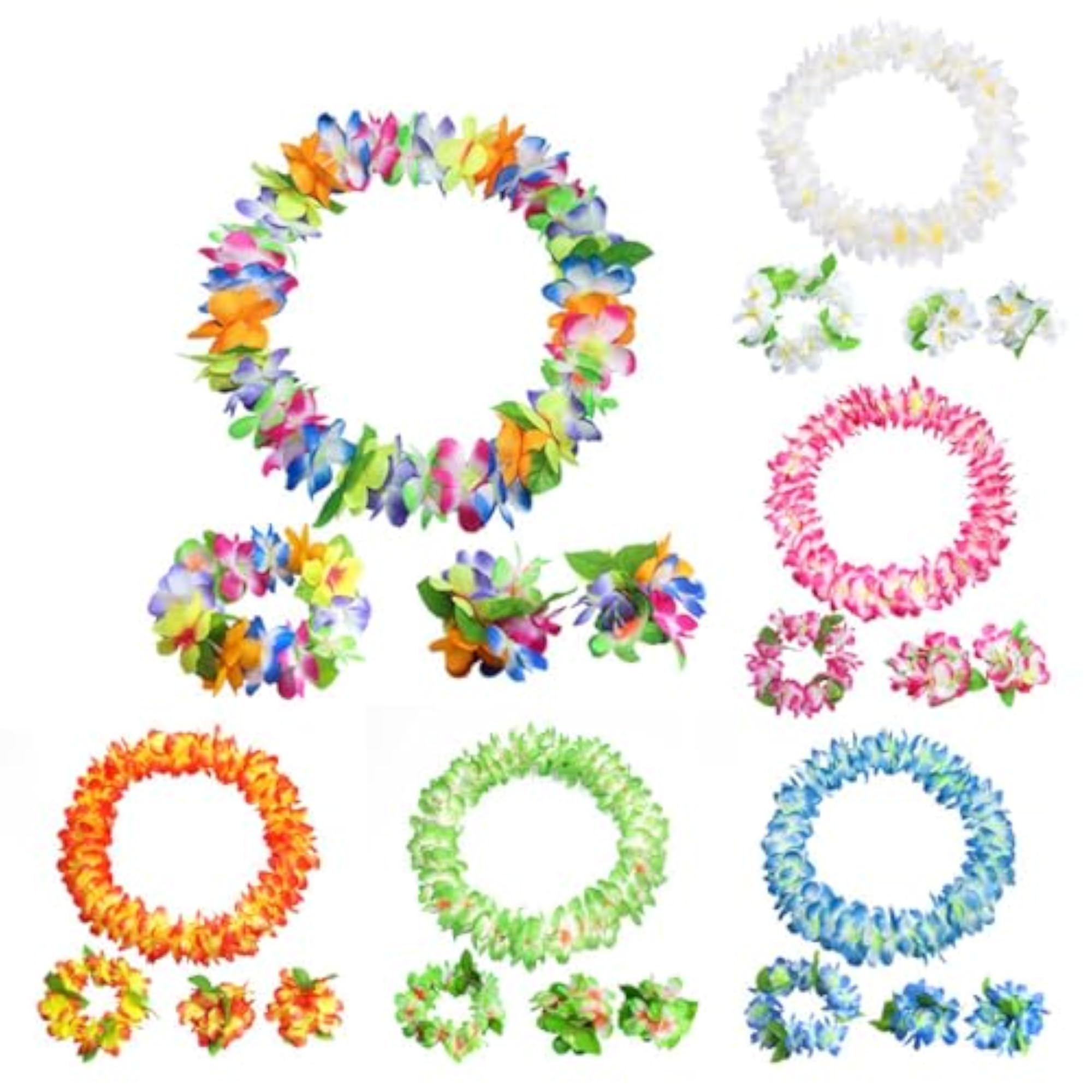 Hawaiian Leis Set, Artificial Flower Garland Pink