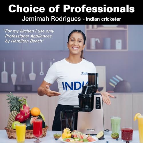 Image of Hamilton Beach Professional Cold Press Slow Juicer with FREE Sorbet Attachment, Smart PurePress Technology, Slow Juicer for Fruits & Vegetables