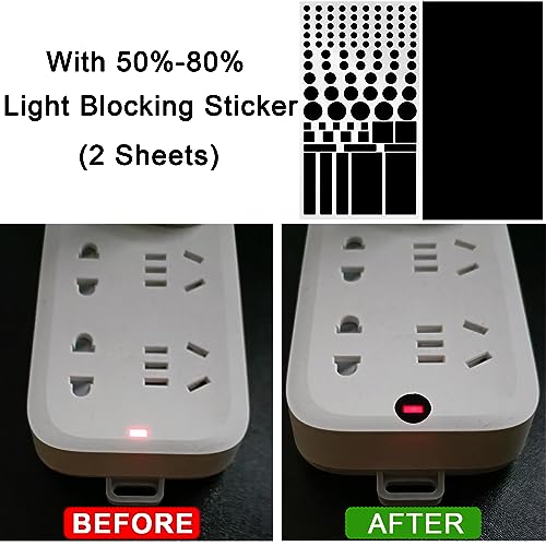 LED Light Blocking Stickers, mmcrz LED Light Blackout Sticker Light Dimming Stickers, LED Filters Dimming Sheets for Routers, TV LED Covers Blackout (black- 2 sheet 50% dim)