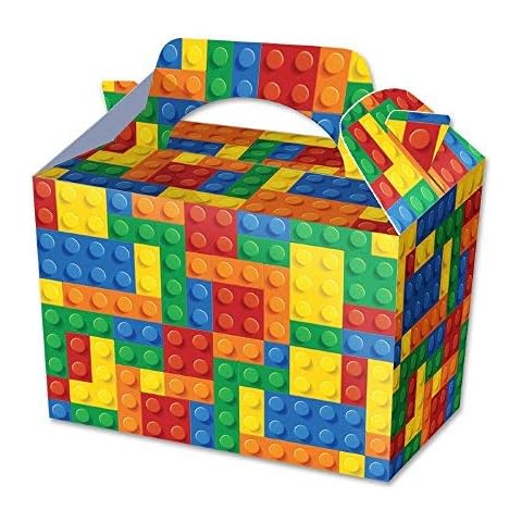 MustBeBonkers Building Blocks / Bricks Box - Kids Food Meal Picnic Birthday Party Bag Plate Boxes - (20 Boxes) Cover