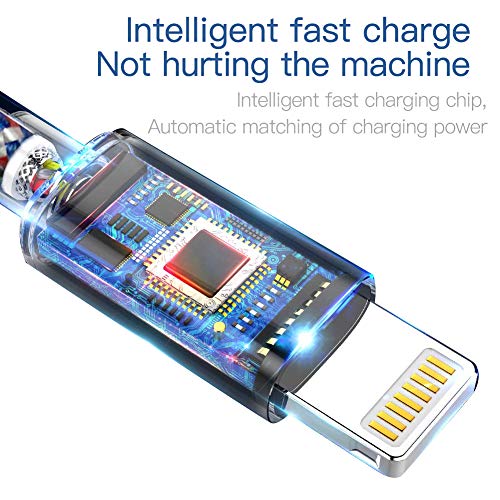 1M Iphone Charger Cable,Mfi Certified Charging Cable Usb Syncing Data，Nylon Braided Cord Charger Compatible Iphone 14 13 12 11 Pro Max Xr Xs X 8 7 6 Plus Se And More (Blue-Red-White) #TOP2