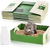 SOUJOY 8 Pcs Disposable Cat Litter Tray, Travel Litter Box with Scoop, 37.5×29.5×12 cm Double Layer Waterproof Litter Tray for Cats Small Pets