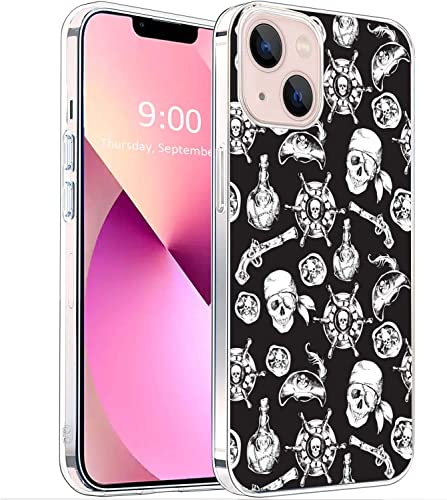 Hsdhacn Aesthetic Seafaring Series Pattern Case For Iphone 14, Anti-Scratch Shockproof Cover Compatible With Iphone 14, Pirate Skull Trendy Design Iphone Case Support Wireless Charging #TOP10