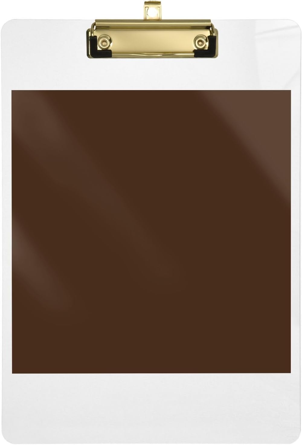 Clipboard Chocolate Brown Portable Clipboard for Women Men Teachers Nurses Letter Size Clipboards Low Profile Gold Clip Retractable Hanging Tab, 12.5" x 9"