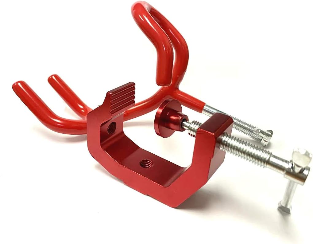 Heavy Duty Fishing Pole Rod Holder Red Color with Universal Clamp-On Boat Deck Mount