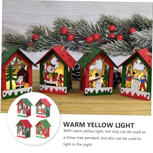 Decoración Navideña para Dormitorio con Casitas de Madera Luminosas Alipis 8
