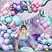 Mermaid Balloon Garland Arch Kit, Pastel Pink Purple Teal Blue Clear Latex Balloons with Mermaid Tail Seashell Foil balloons, for Girls Little mermaid Party Decorations Under the Sea Birthday Supplies