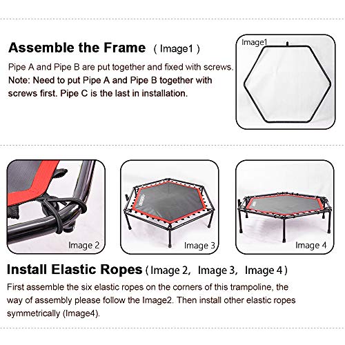 Onetwofit 48" Silent Mini Trampoline With Adjustable Handle Bar Fitness Trampoline Bungee Rebounder Jumping Cardio Trainer Workout For Adults Or Kids #TOP6